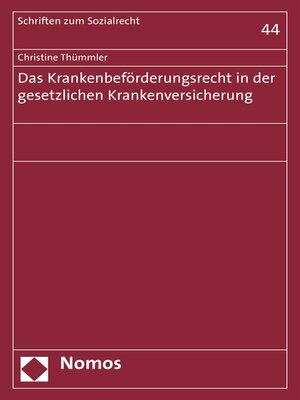 cover image of Das Krankenbeförderungsrecht in der gesetzlichen Krankenversicherung